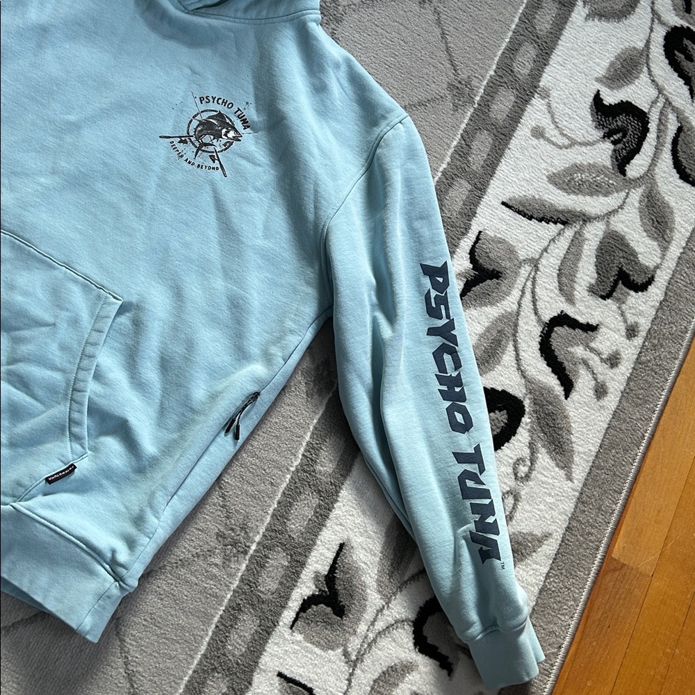 Light Blue Crewneck Hoodie with Small Chest Logo - Picture 7 of 10